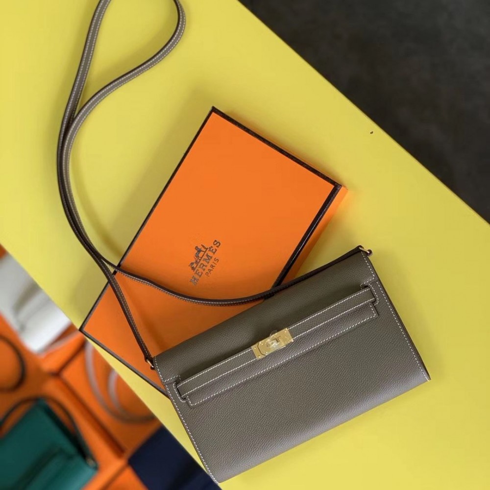 High Quality Replica Hermes Kelly Classique To Go Wallet In Taupe Epsom Calfskin $ 349 USD