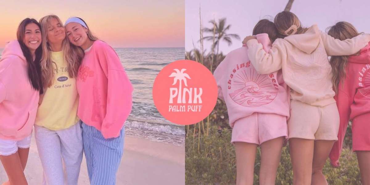Pink Palm Puff Hoodie for Everyday Flex